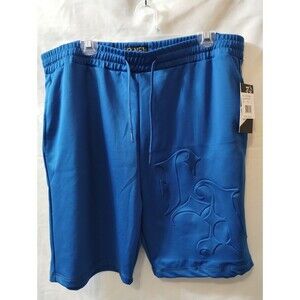 G-NET New With Tags (NWT) Men's Royal Blue Embossed Graphic Fleece Shorts XXL